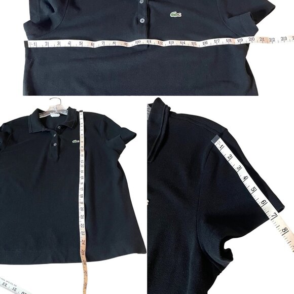 Lacoste Black Polo Shirt Women's Size 46 Short Sleeve Cotton Casual Design - Picture 4 of 5